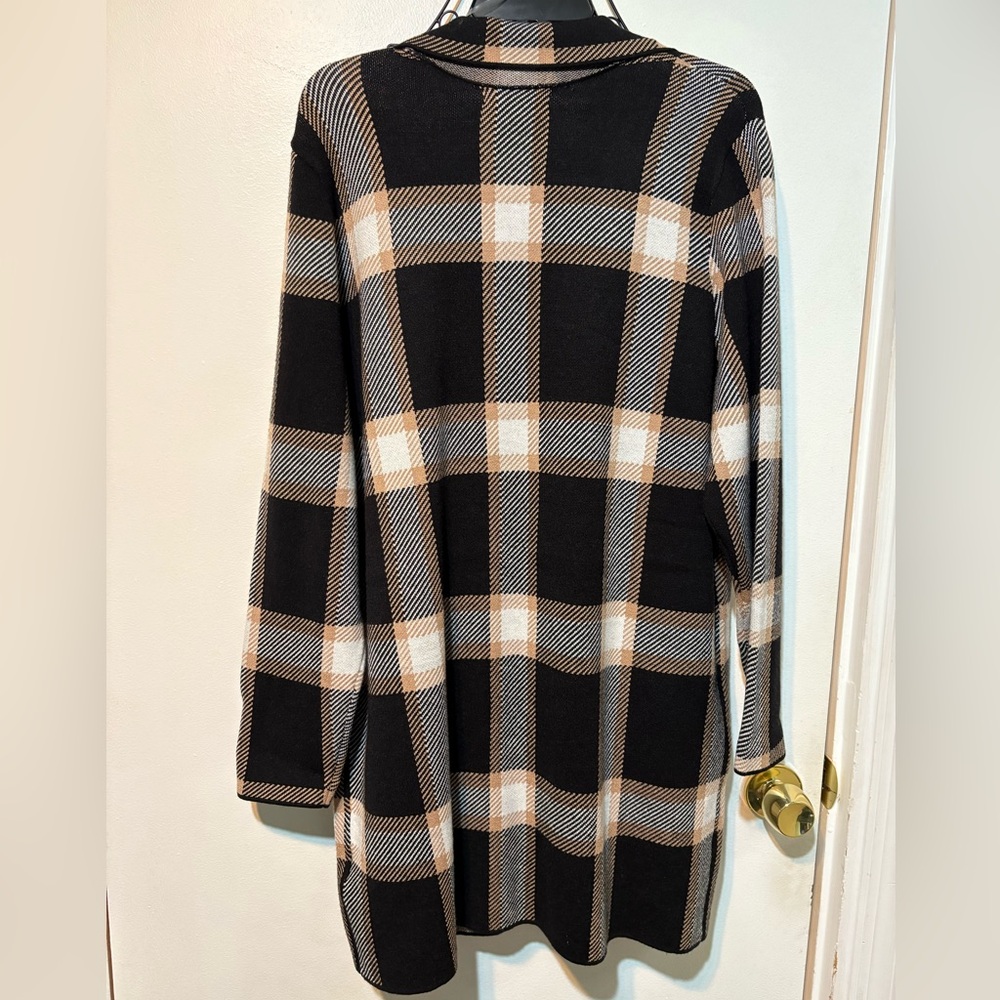 Absolutely Famous NWT Plaid Knit long Jacket/2 front pockets Size 1X - Picture 6 of 12